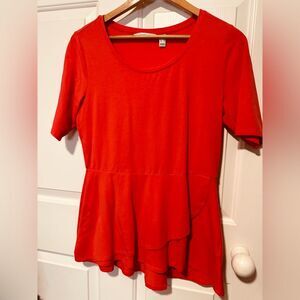 Isaac Mizrahi Red Peplum Short Sleeve Top